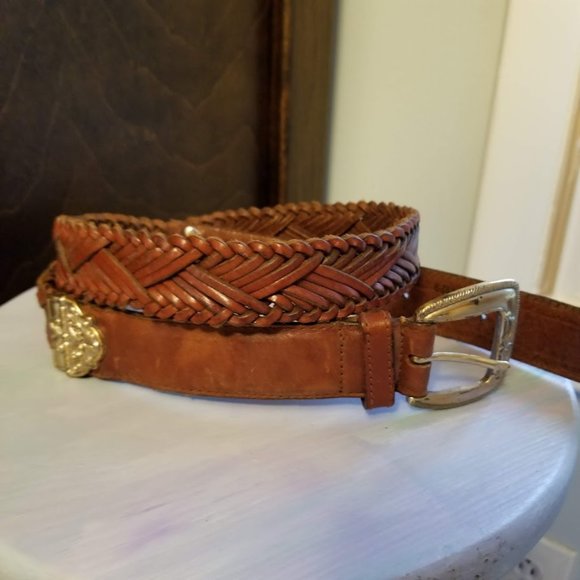 Fossil Braided Brown Leather Belt, Size Large - Picture 1 of 10